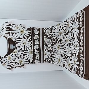 Rabbit Rabbit Floral Brown and White Dress Size 6